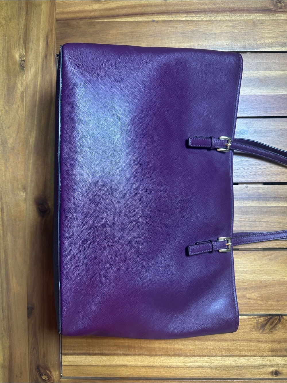 Michael Kors Plum Saffiano Leather Jet Set Travel Tote with Gold Hardware - Picture 3 of 10